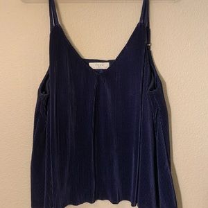 Navy Blue Silk/Velvet Tank Top